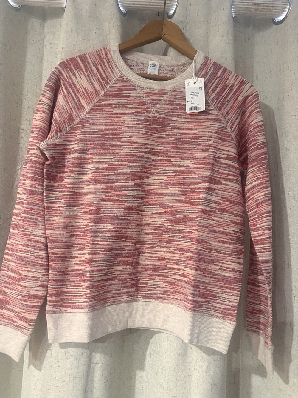 Marine Layer Womens Juno REVERSIBLE Raglan Shirt Rose Space-Dyed X-Small Soft